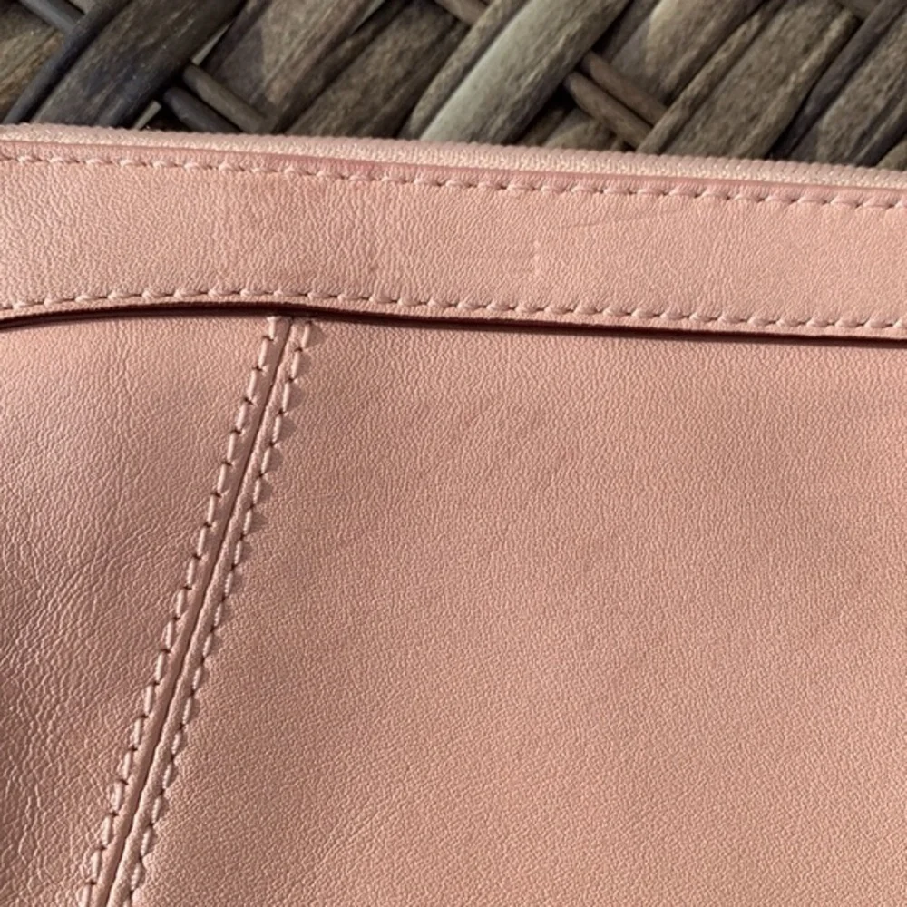 COACH Pearlescent Pale Pink Large Leather Wristlet
